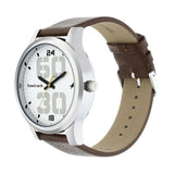 Fastrack Mens Analog White Dial Brown Band Leather Watch