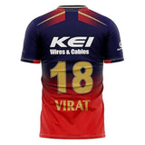 RCB Jersey Virat Kohli 18 Cricket Team Half Sleeve Jersey 2024 for Boys and Men